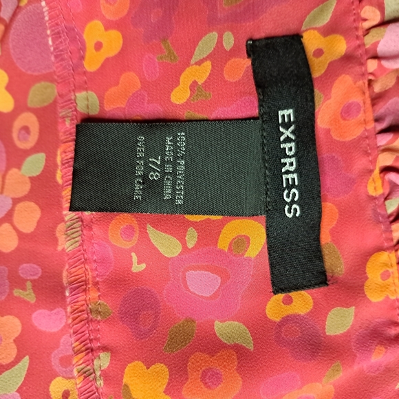 Express Pink Floral Dress Size 8 Spaghetti Summer Sundress Straps EUC Vacation - Picture 7 of 13